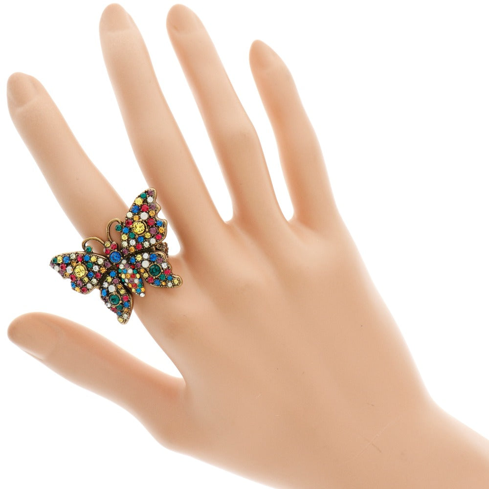 Gucci Gold Plated Crystal Butterfly Ring