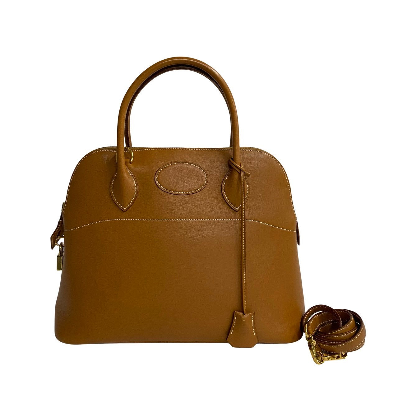 Hermes Leather Bolide 31 Handbag Brown