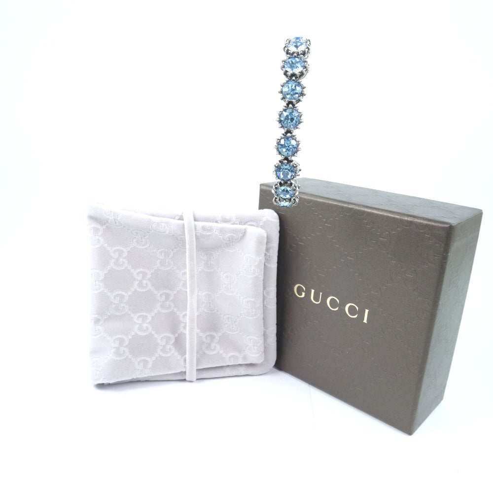 Gucci Silver Bangle Bracelet with Blue Stone