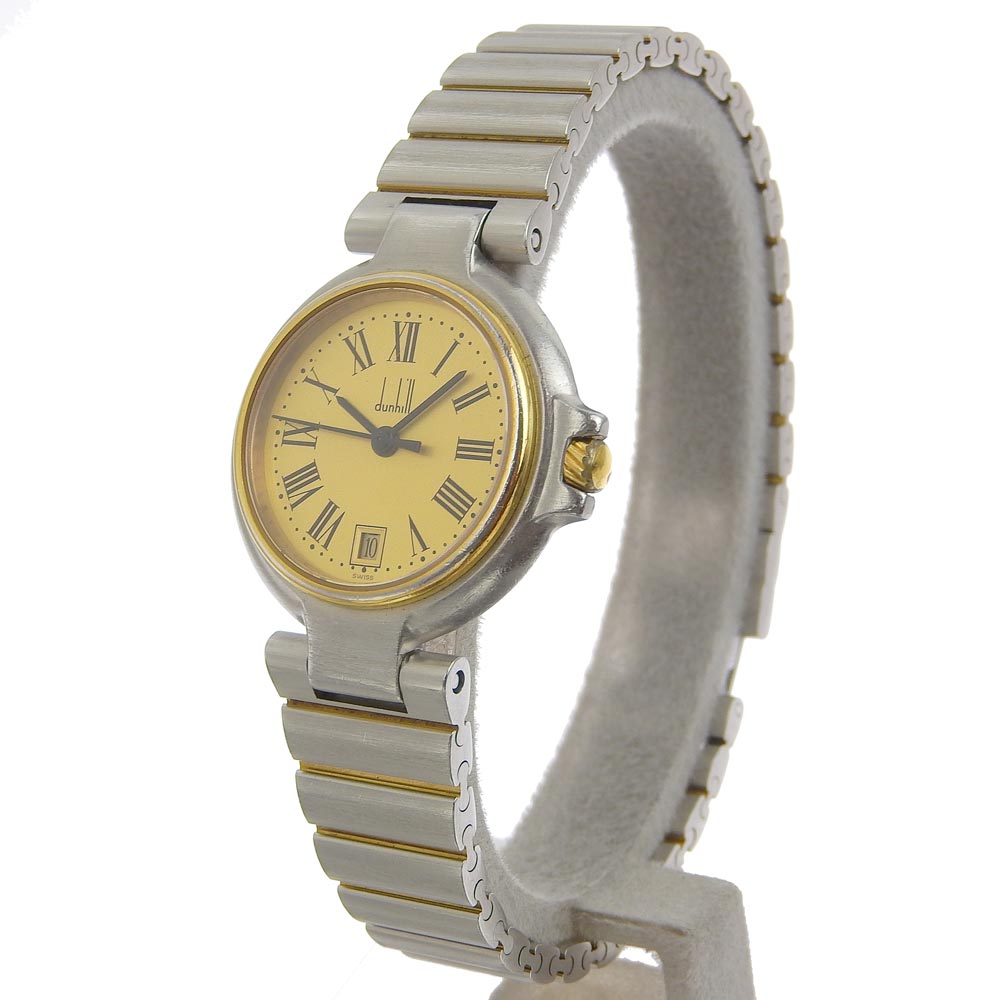 Dunhill Millenium Women's Silver Quartz Watch with Gold Plated Stainless Steel and Gold Dial【Used】