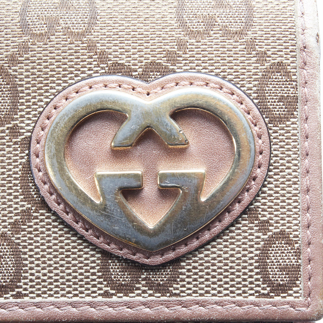 Gucci GG Canvas Lovely Heart Long Wallet Canvas Long Wallet 251861 in Good Condition