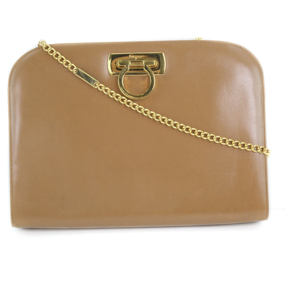 Salvatore Ferragamo Chain Shoulder Bag Camel