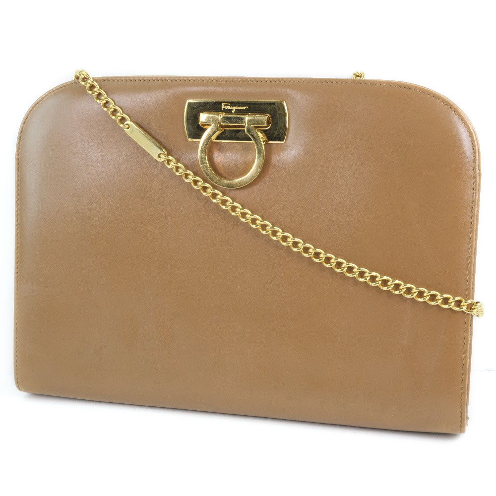 Salvatore Ferragamo Chain Shoulder Bag Camel