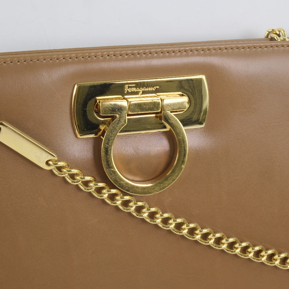 Salvatore Ferragamo Chain Shoulder Bag Camel