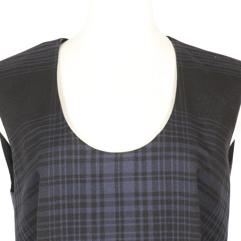 Louis Vuitton Wool Check Dress Navy