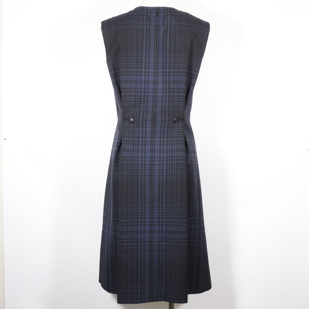 Louis Vuitton Wool Check Dress Navy