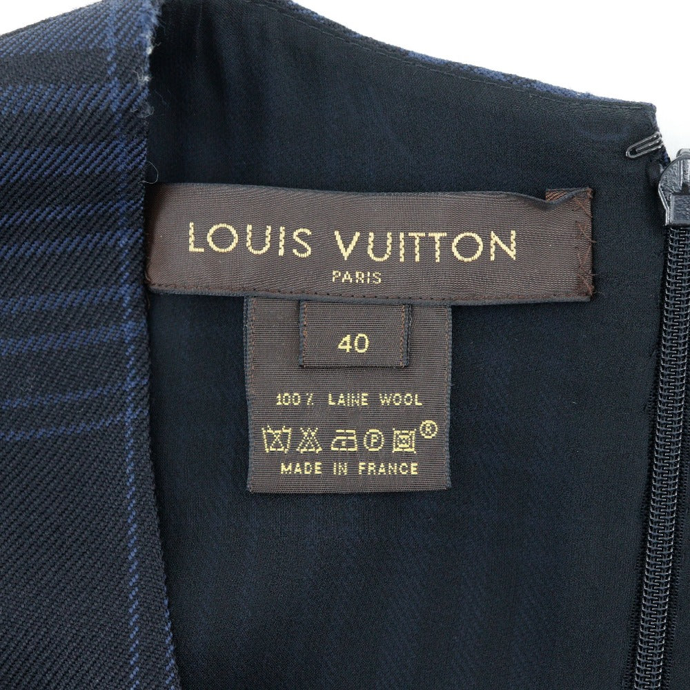 Louis Vuitton Wool Check Dress Navy