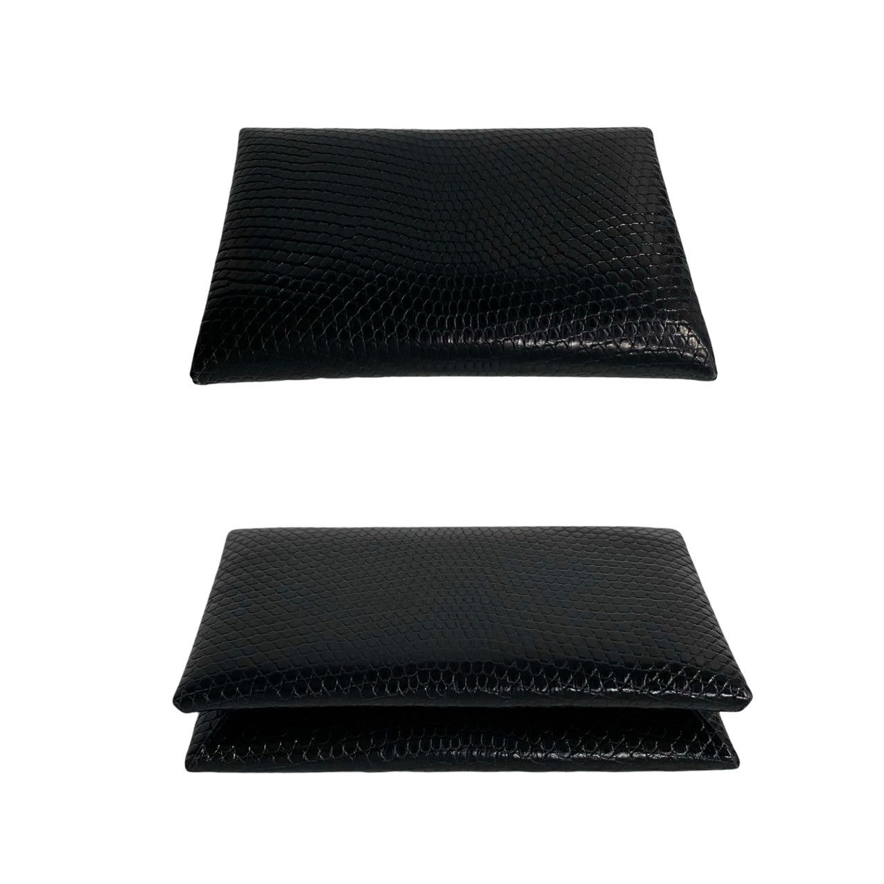 Hermes Lizard Calvi Card Case Black