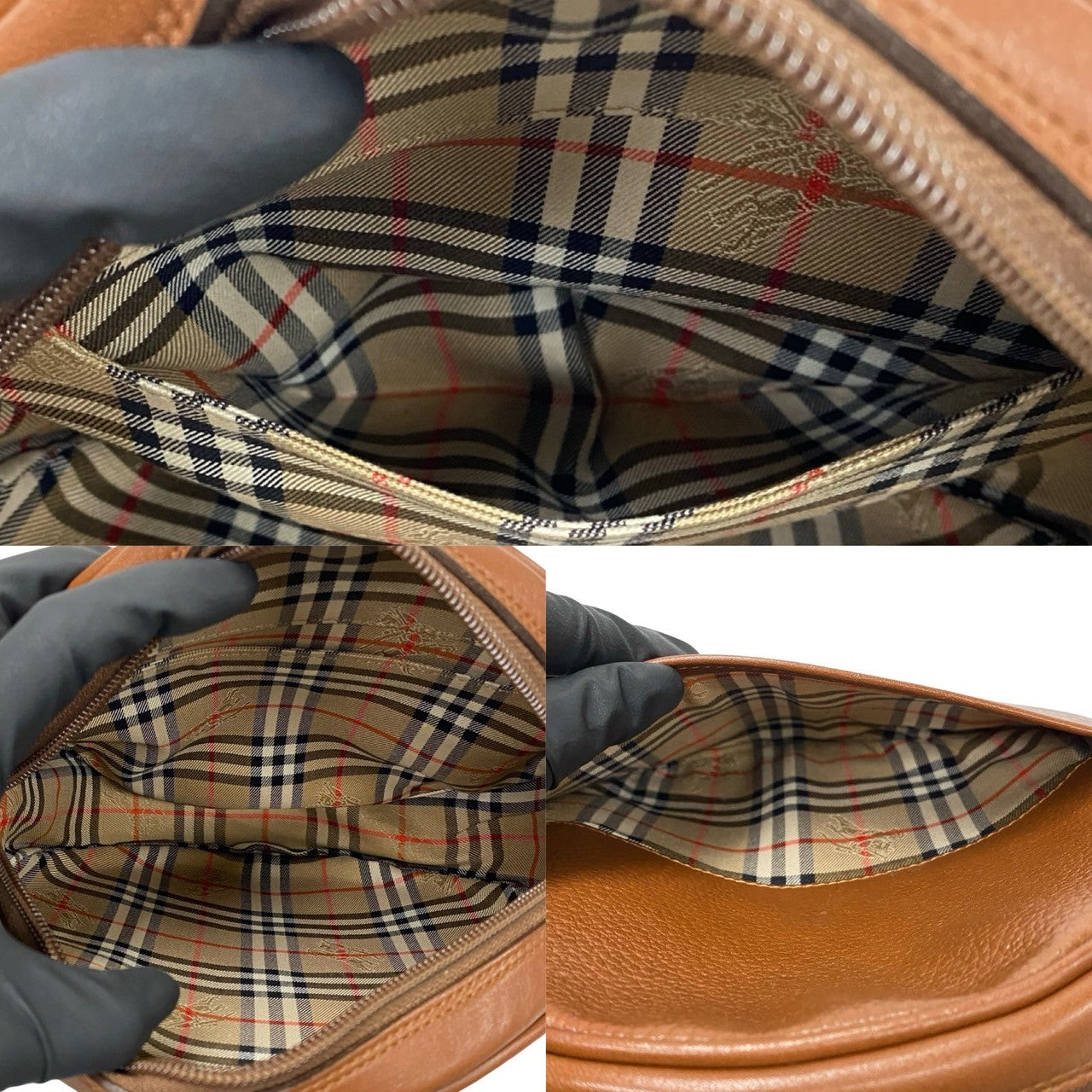 Burberry Leather Nova Check Shoulder Bag