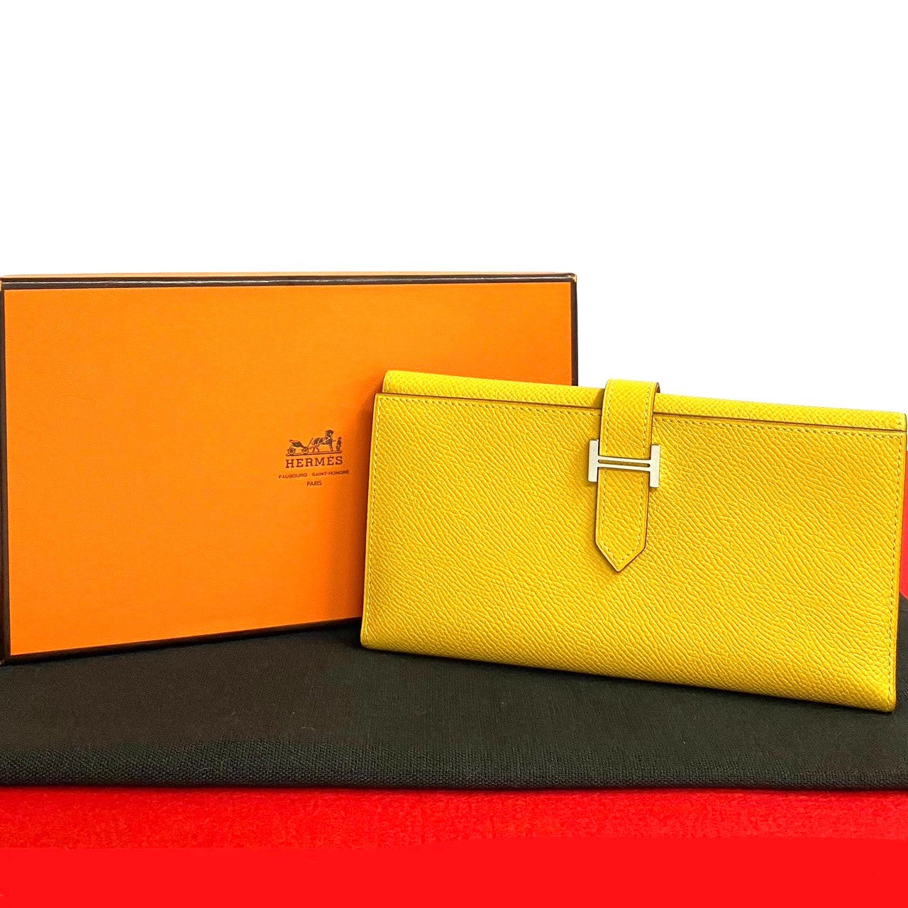 Hermes Epsom Leather Bearn Wallet Yellow