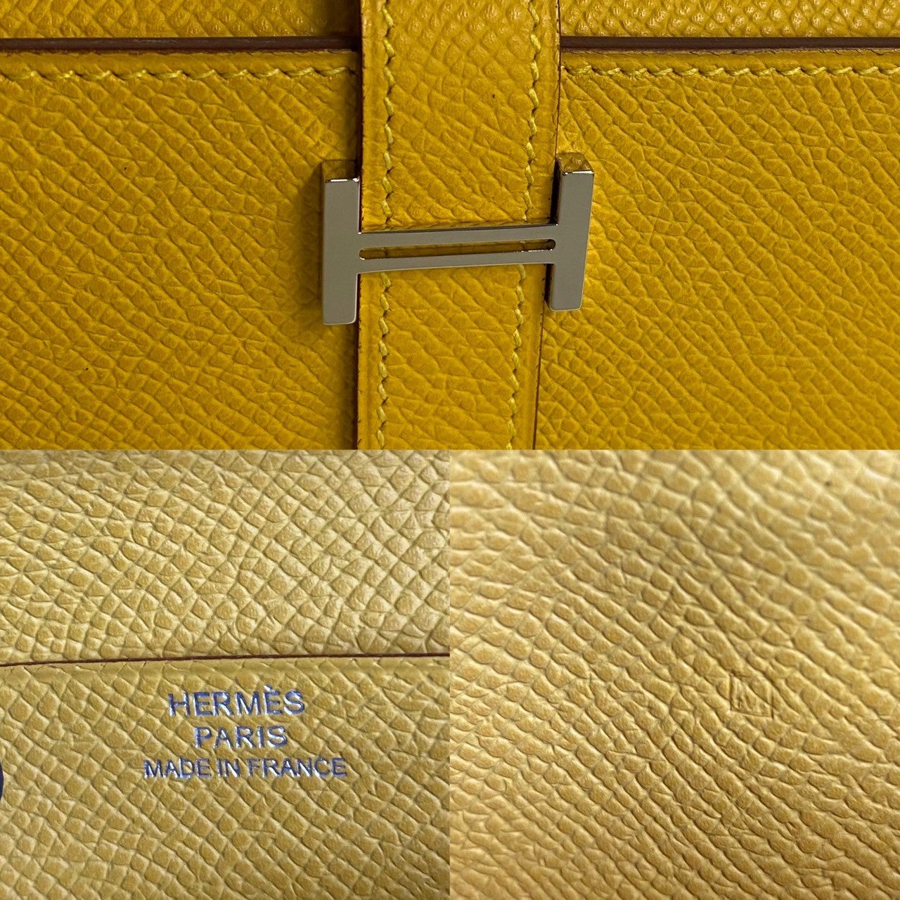 Hermes Epsom Leather Bearn Wallet Yellow