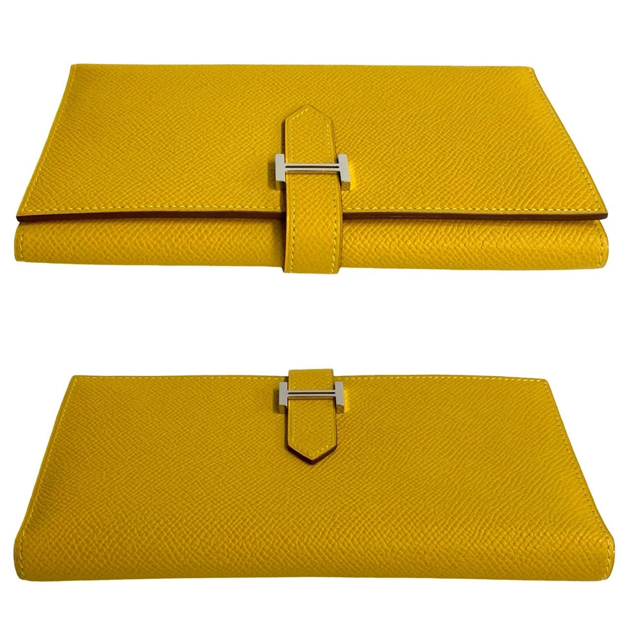 Hermes Epsom Leather Bearn Wallet Yellow