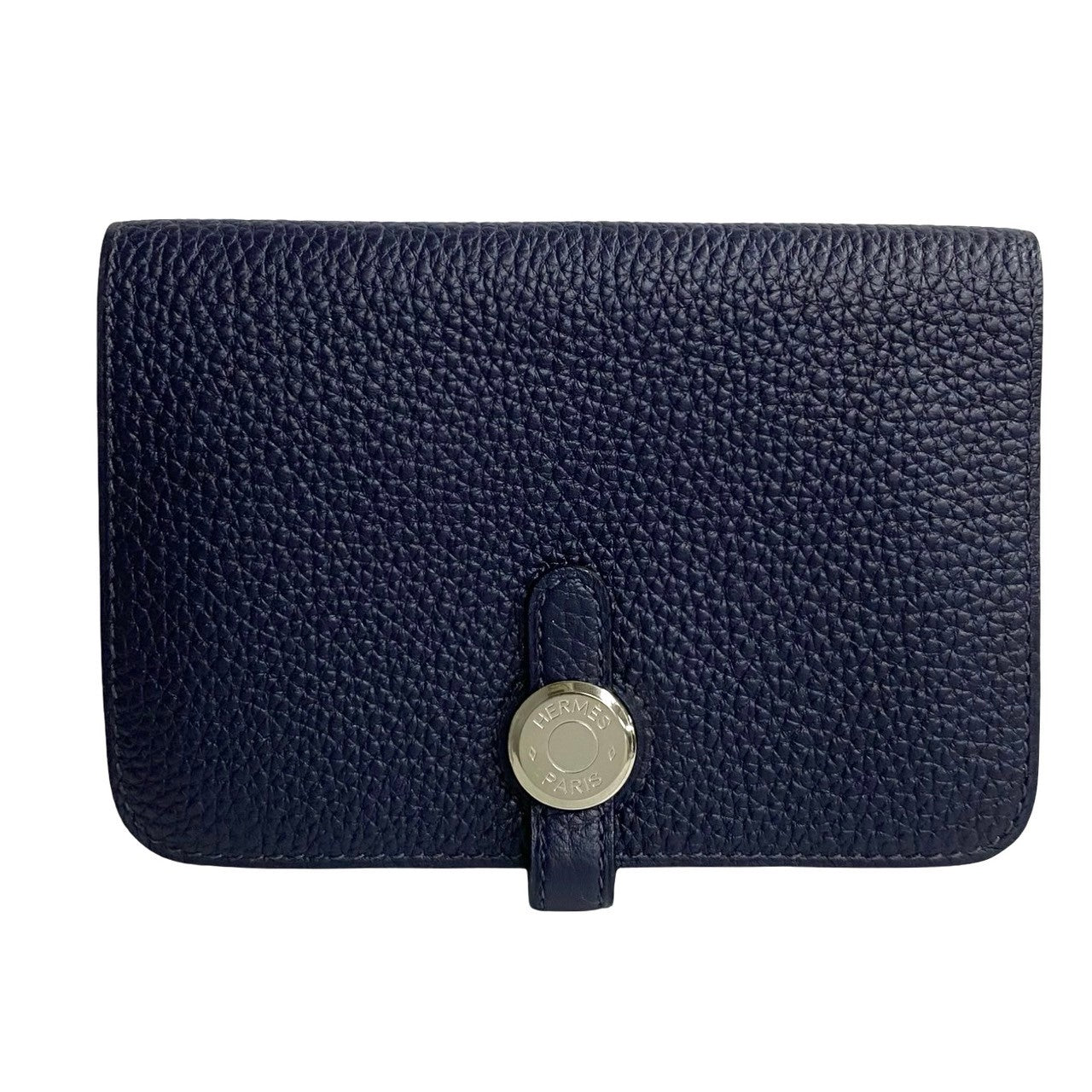 Hermes Dogon Compact Leather Wallet Navy