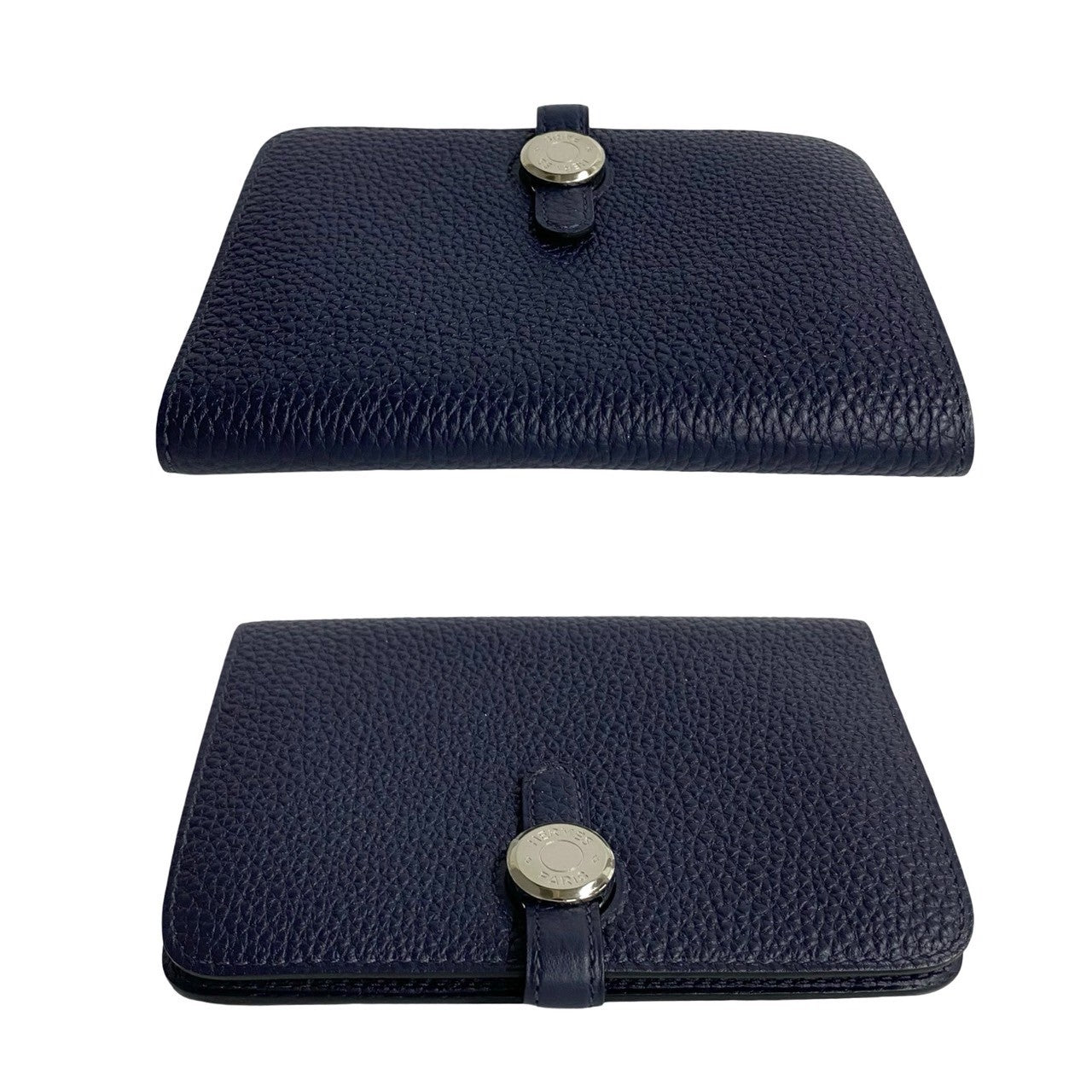 Hermes Dogon Compact Leather Wallet Navy