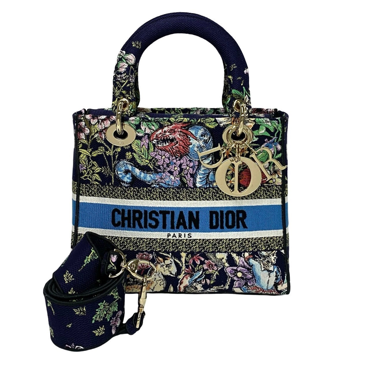 Christian Dior Lady Dior Canvas 2WAY Shoulder Bag Blue