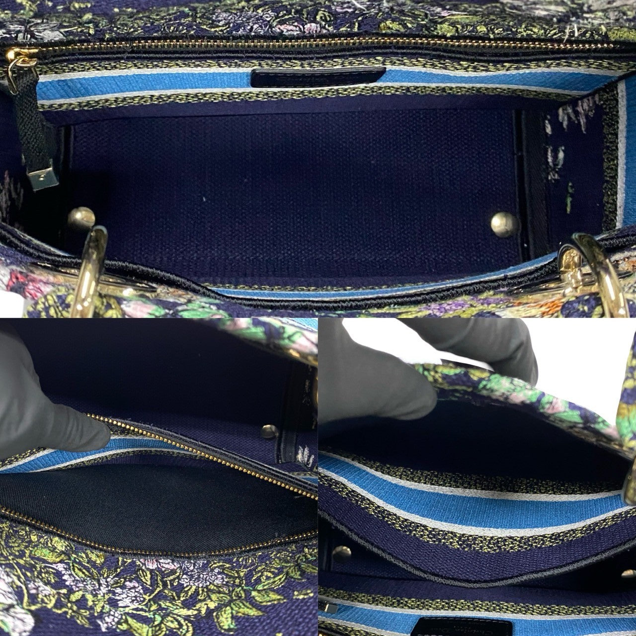 Christian Dior Lady Dior Canvas 2WAY Shoulder Bag Blue