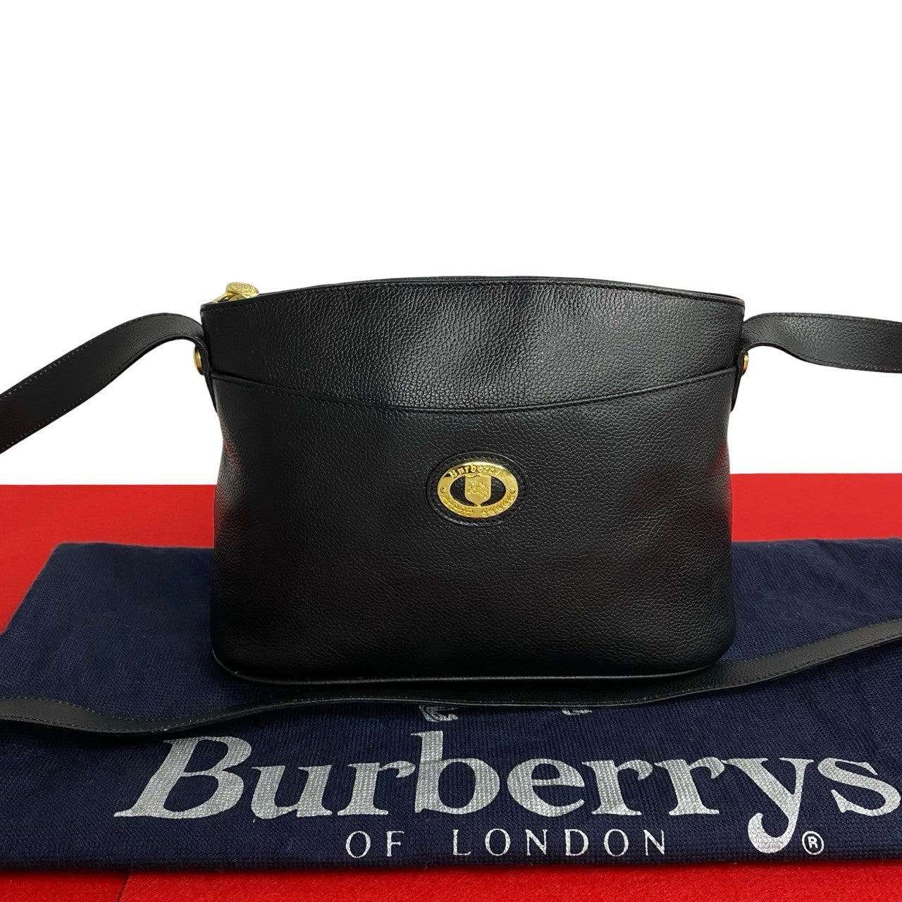 Burberry Leather Shadow Horse Logo Shoulder Bag