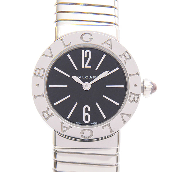 Bvlgari Ladies Watch Tubogas Quartz Black Dial SS BBL262TS in Great Condition