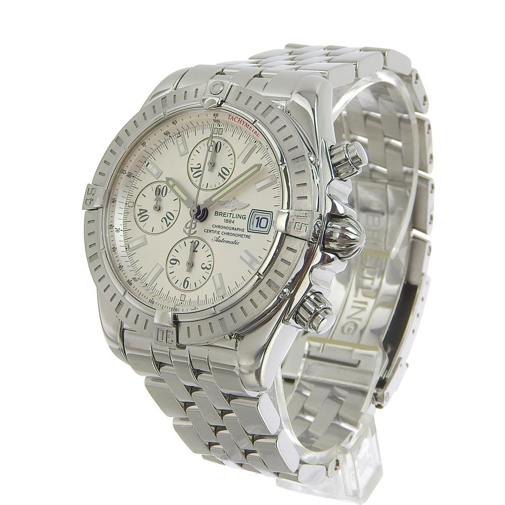 BREITLING Chronomat Evolution A13356 Men's Silver Dial Watch in Stainless Steel with Automatic Chronograph (Pre-Owned, A-Rank) A13356