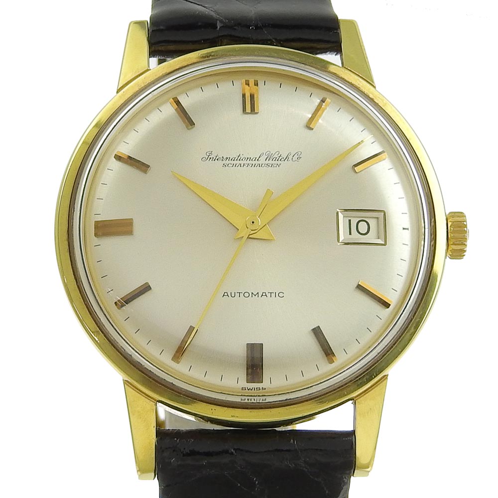 IWC Gold Plated Leather Automatic Watch Swiss Made