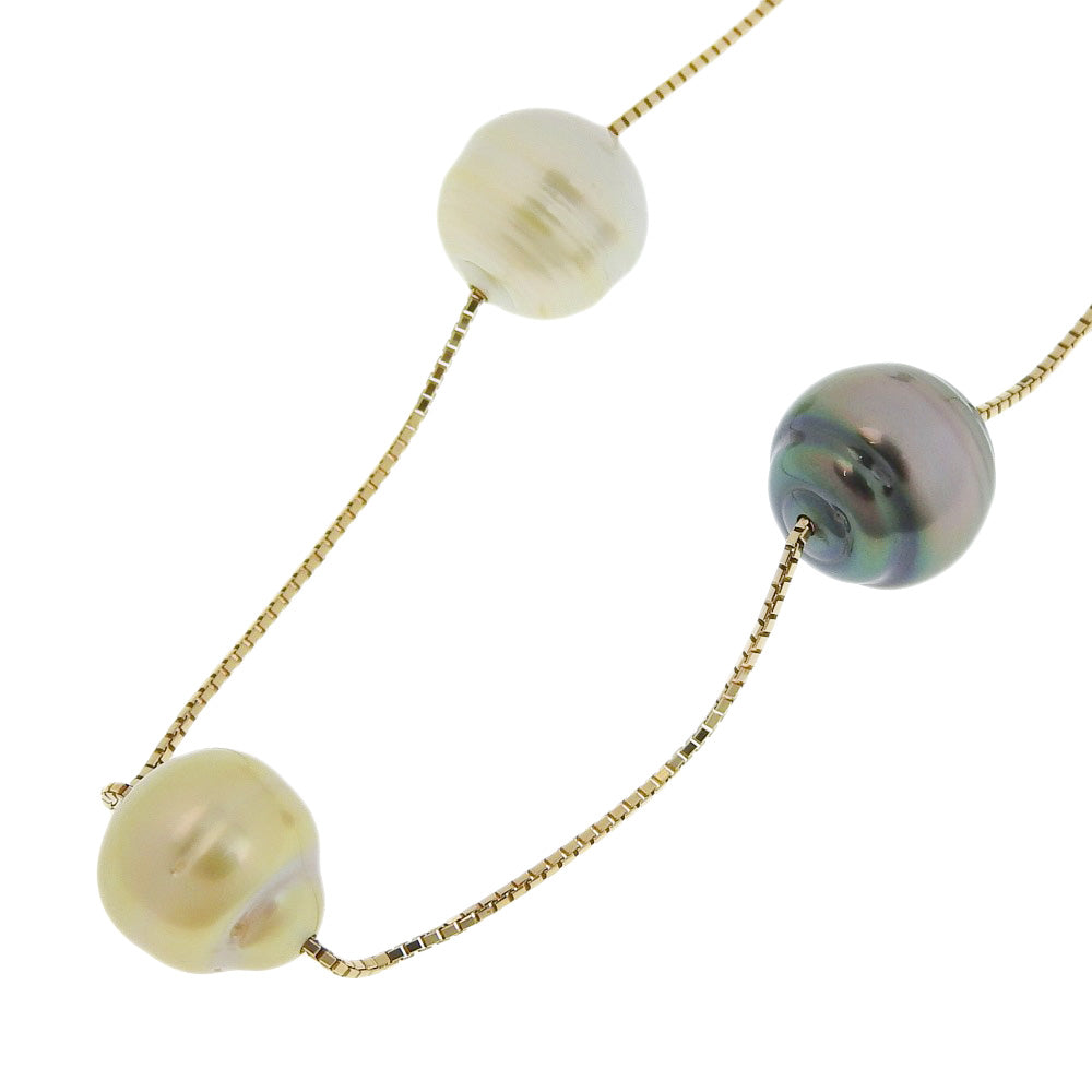 Tasaki K18 Gold Pearl Station Necklace