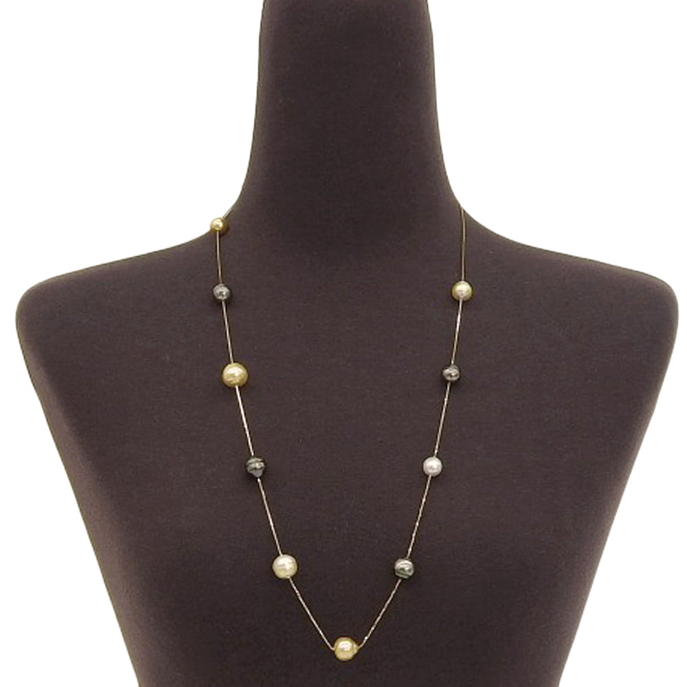 Tasaki K18 Gold Pearl Station Necklace