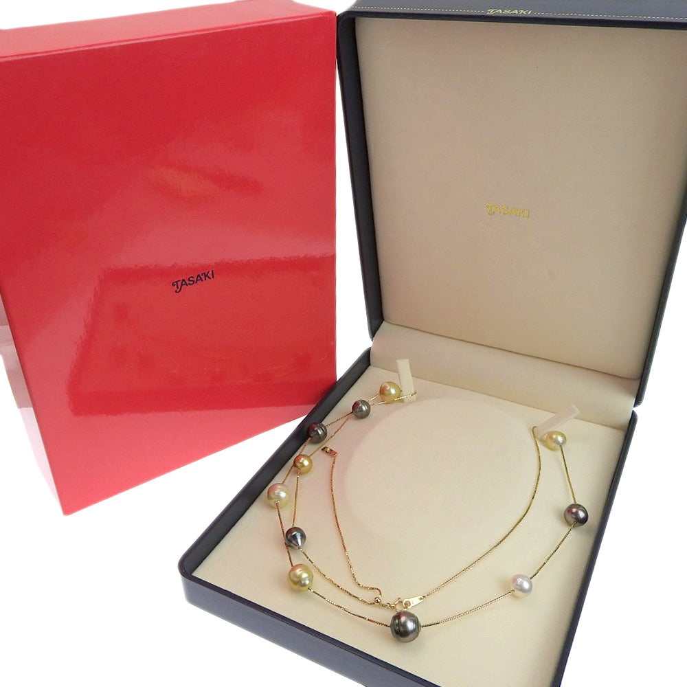 Tasaki K18 Gold Pearl Station Necklace