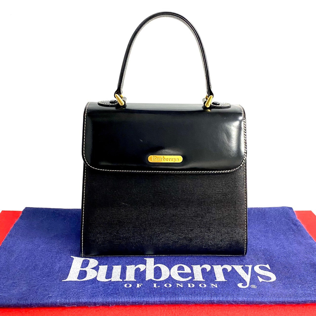 Burberry Leather Nova Check Mini Tote Bag Black