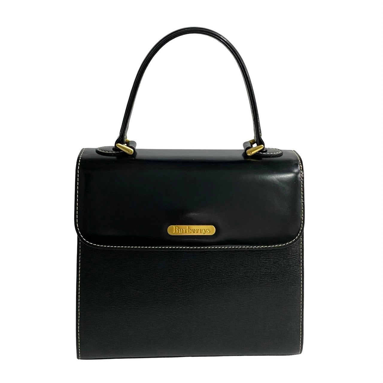 Burberry Leather Nova Check Mini Tote Bag Black