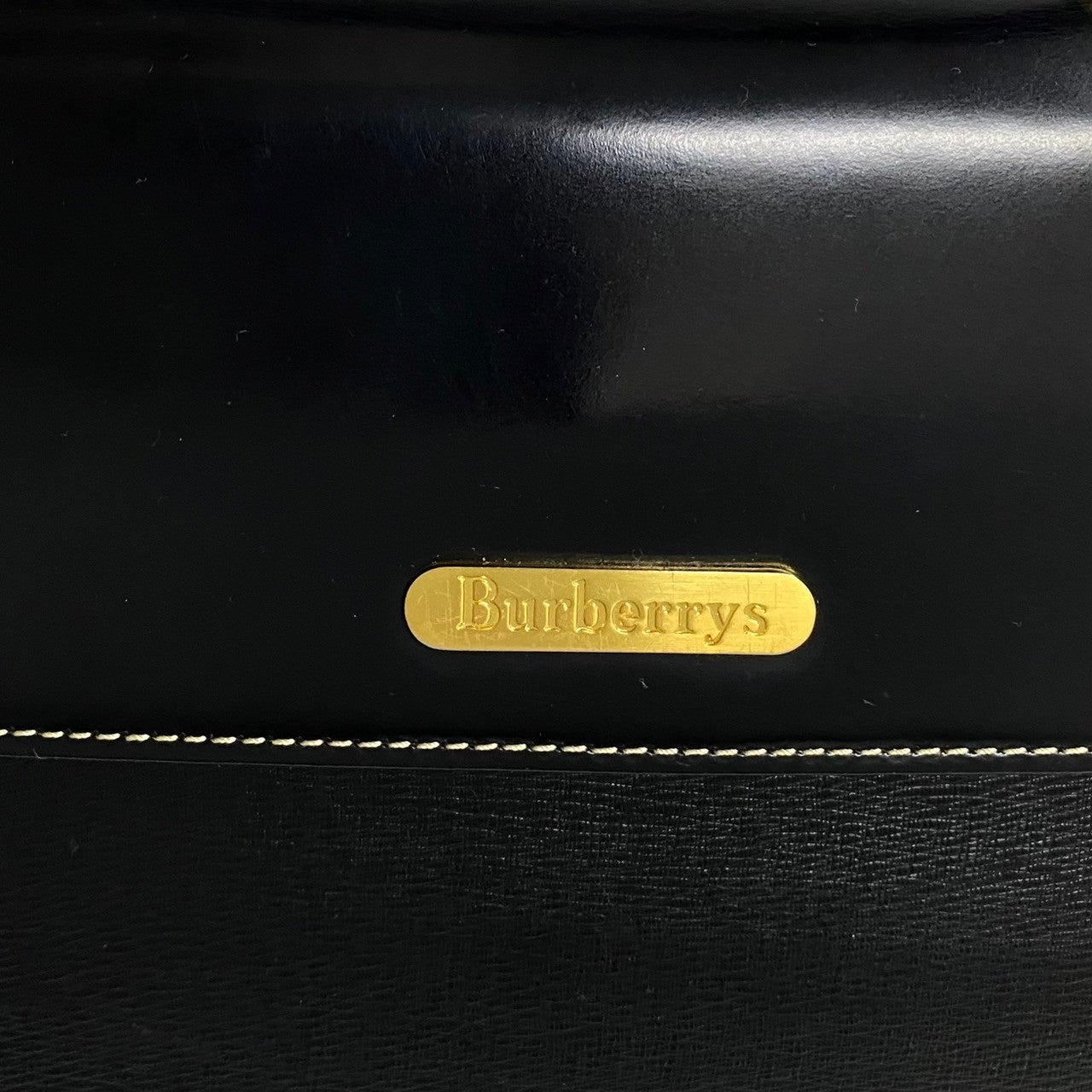 Burberry Leather Nova Check Mini Tote Bag Black