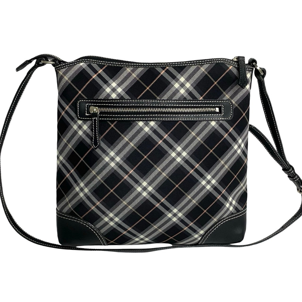 Burberry Leather Nylon Nova Check Shoulder Bag 83392