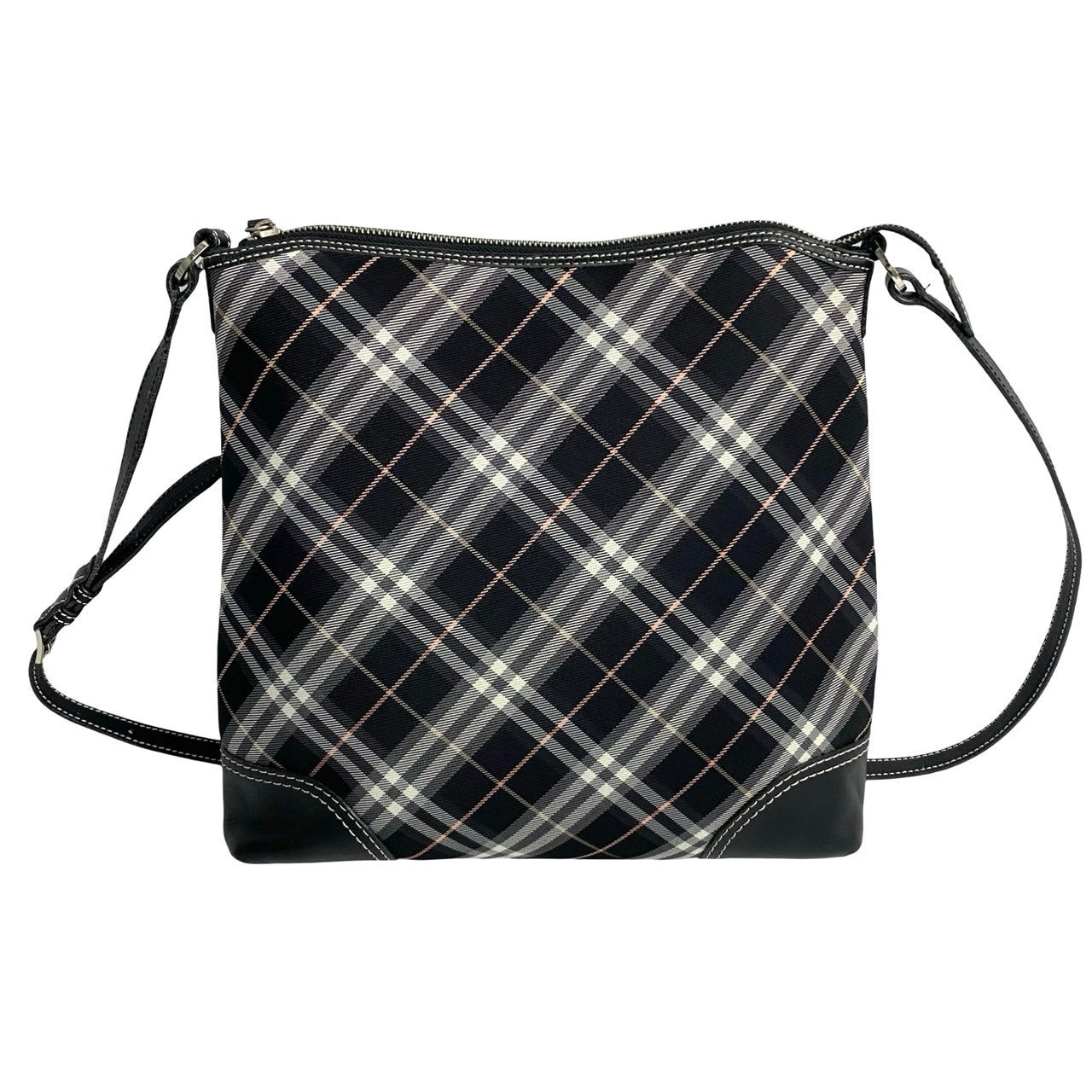 Burberry Leather Nylon Nova Check Shoulder Bag 83392