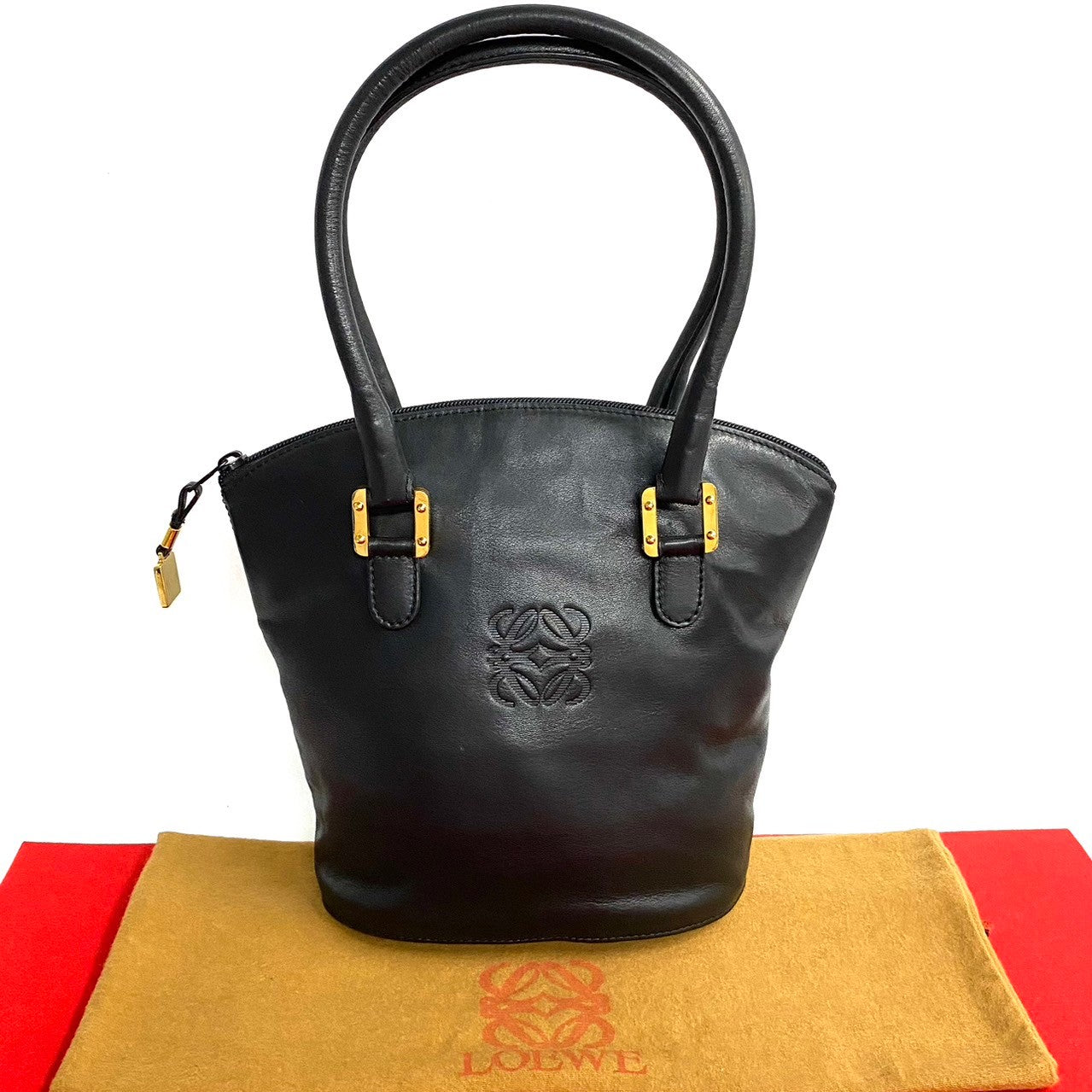 Loewe Leather Anagram Mini Tote Bag Black