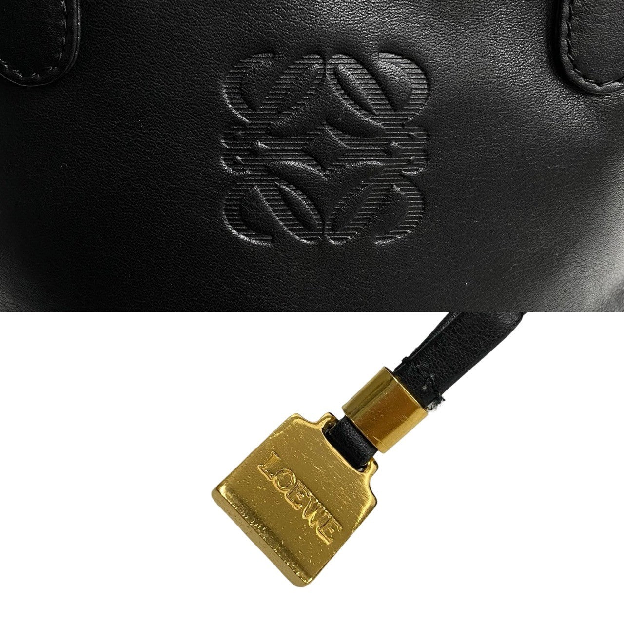 Loewe Leather Anagram Mini Tote Bag Black