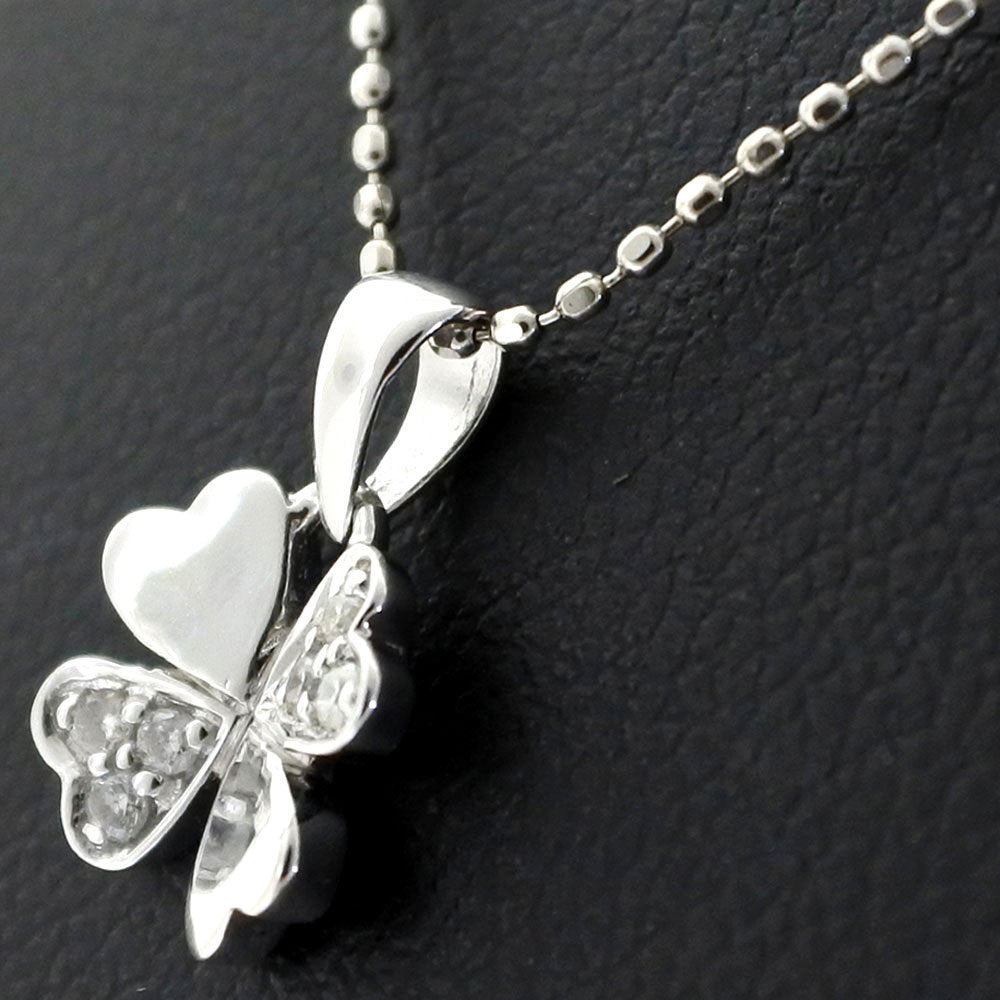 Folli Follie Clover Necklace K18 White Gold Diamond