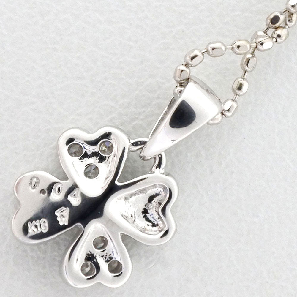 Folli Follie Clover Necklace K18 White Gold Diamond