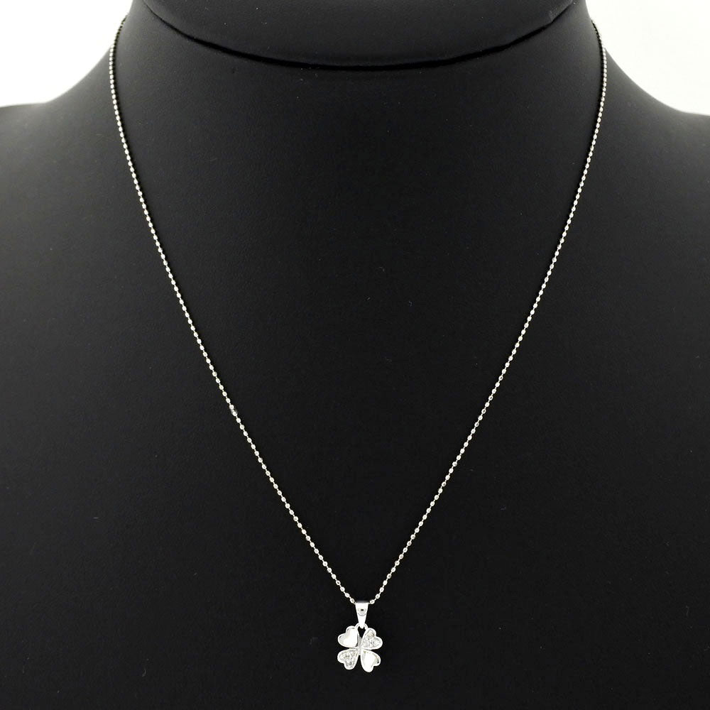 Folli Follie Clover Necklace K18 White Gold Diamond