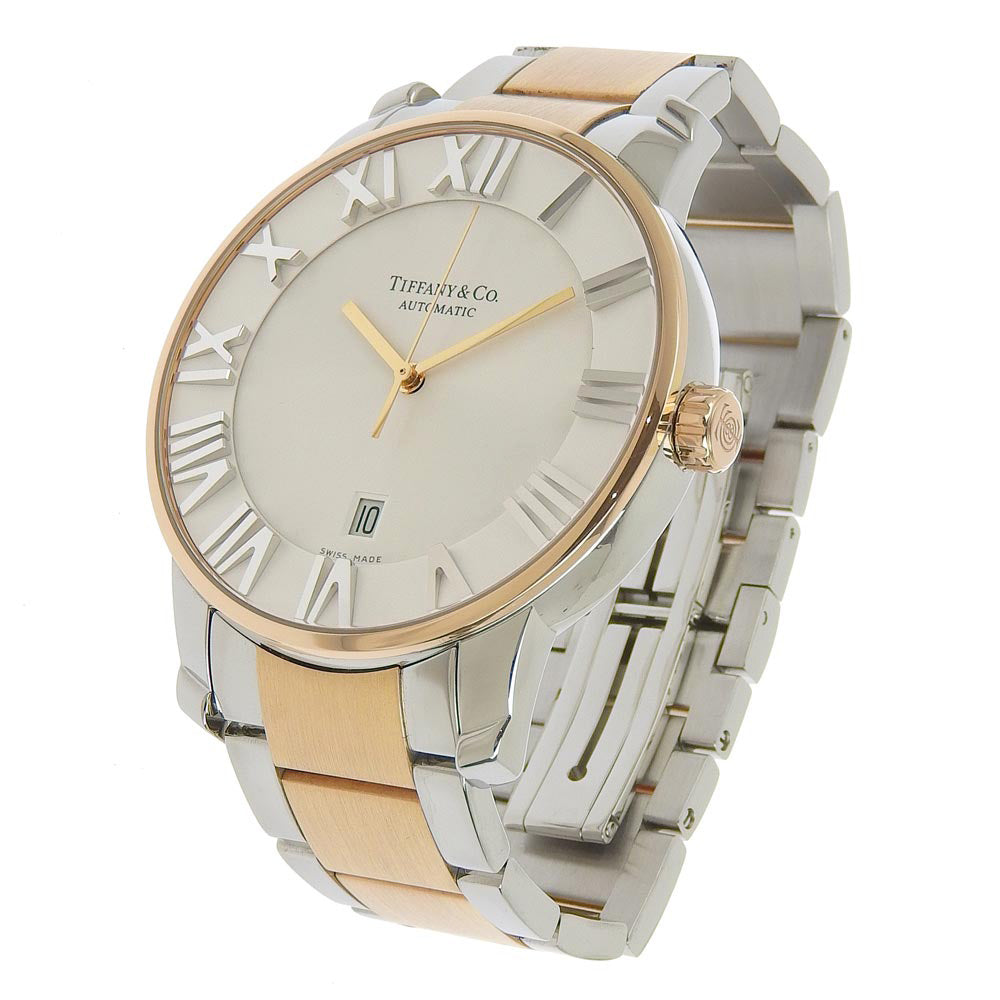 Tiffany Atlas Dome Men's Watch Z1810.68.13A21A.00A - Gold Plated Stainless Steel, Swiss Made, Automatic Winding, White Dial, Used in Grade A Condition Z1810.68.13A21A.00A