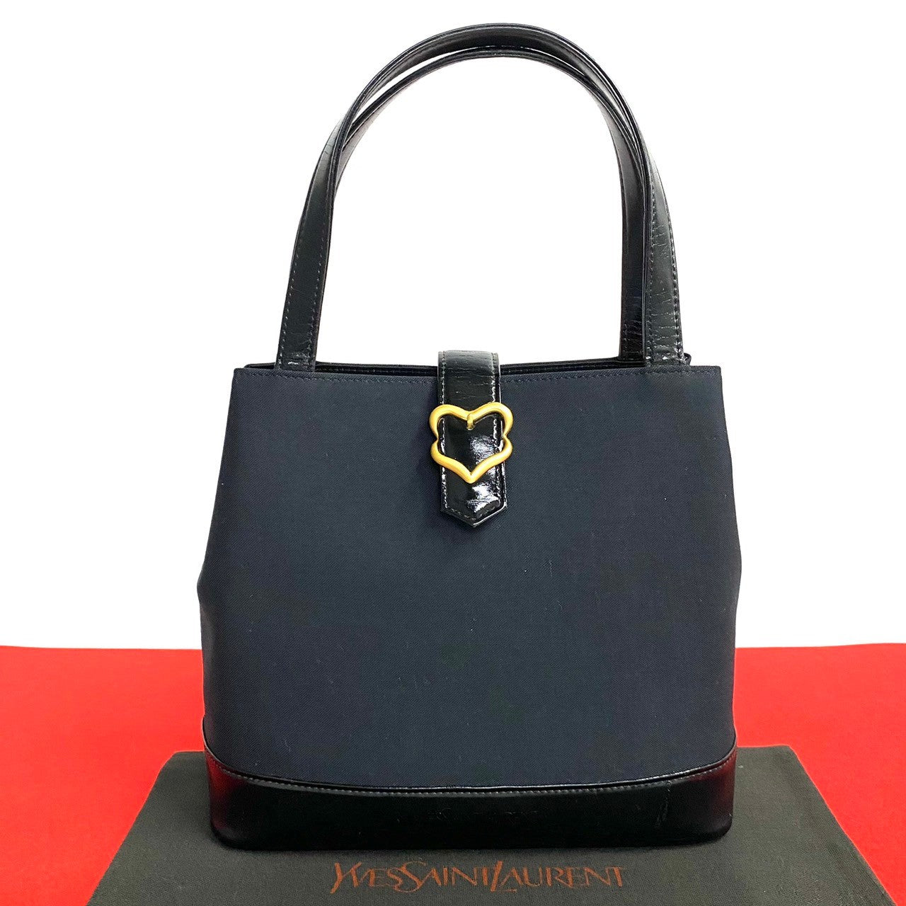 Yves Saint Laurent Canvas Leather Handbag Black