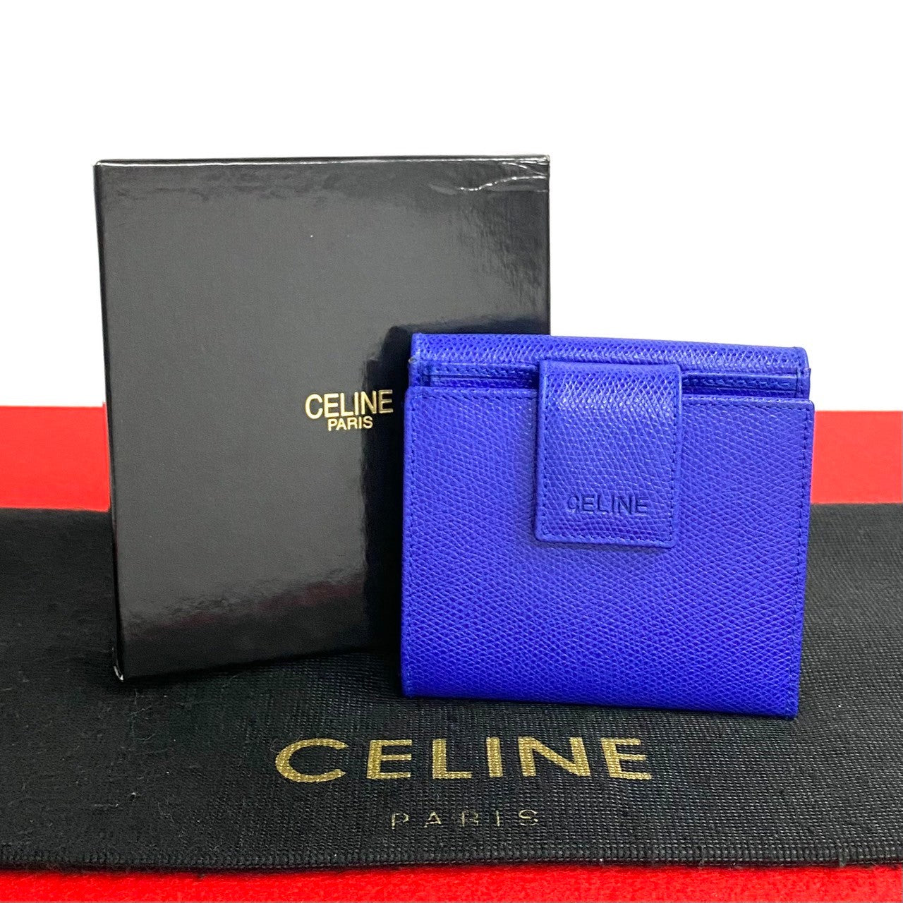 Celine Leather Bifold Wallet Blue