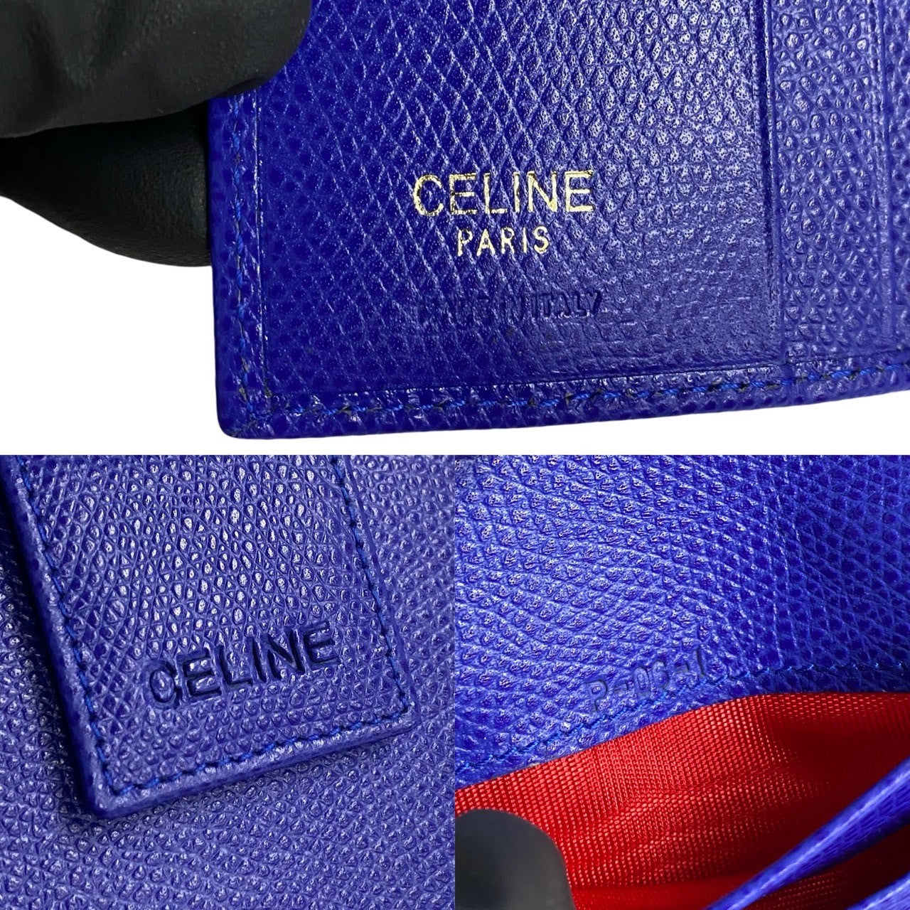 Celine Leather Bifold Wallet Blue