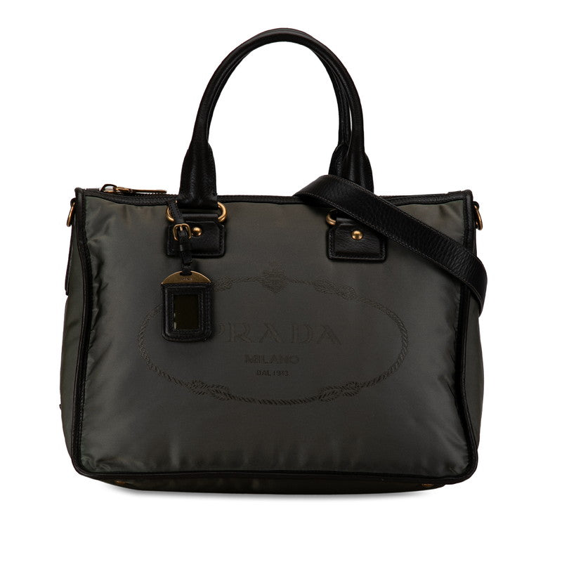 Prada Tessuto Logo Handbag Canvas Handbag BL0748 in Good condition