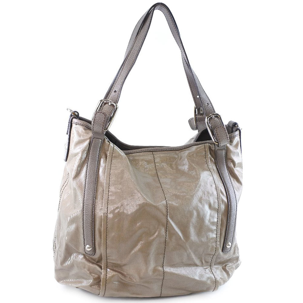 TOD'S Nylon 2WAY Shoulder Tote Bag Dark Beige