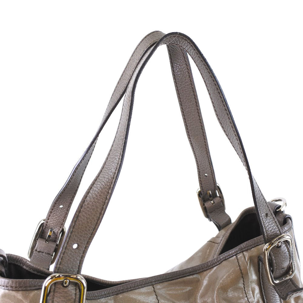 TOD'S Nylon 2WAY Shoulder Tote Bag Dark Beige