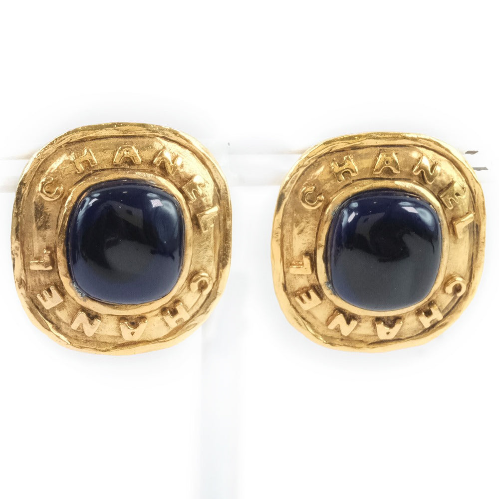 Chanel Vintage Blue Stone Gold Earrings