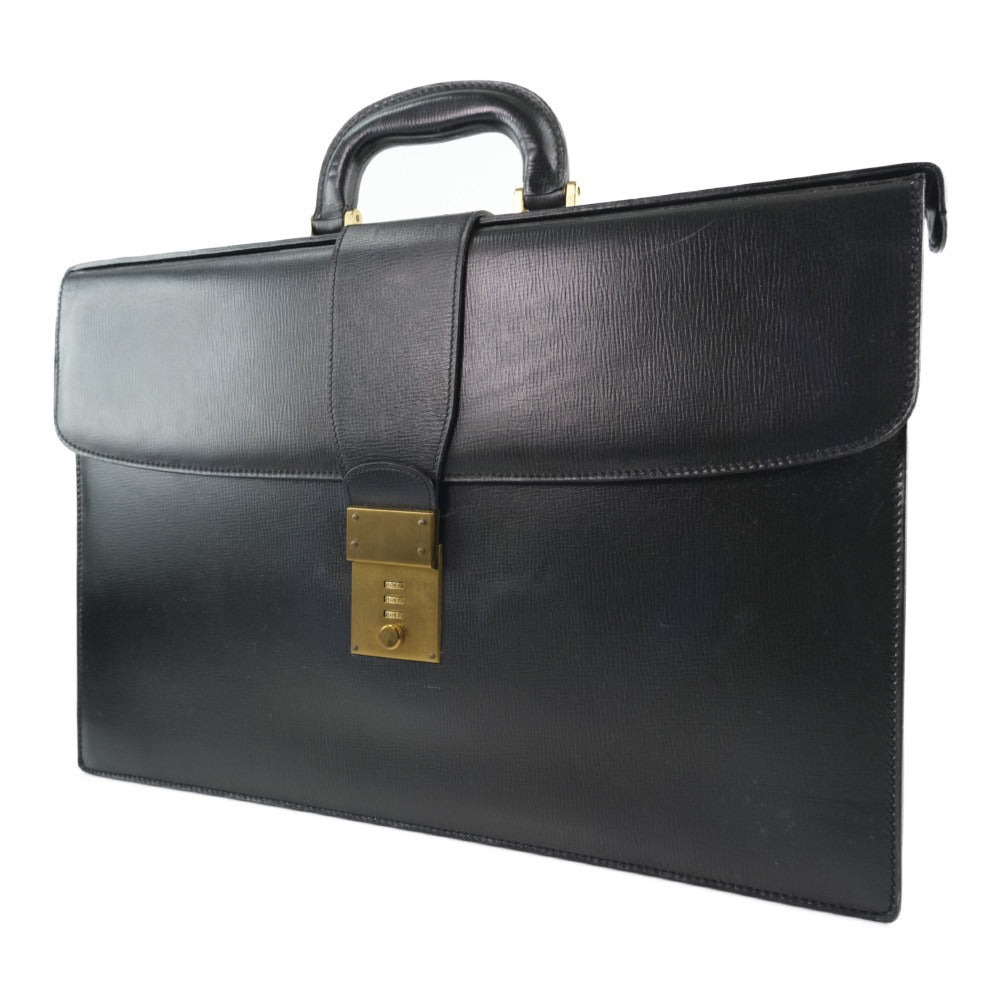 Calf Leather Black Men's Briefcase