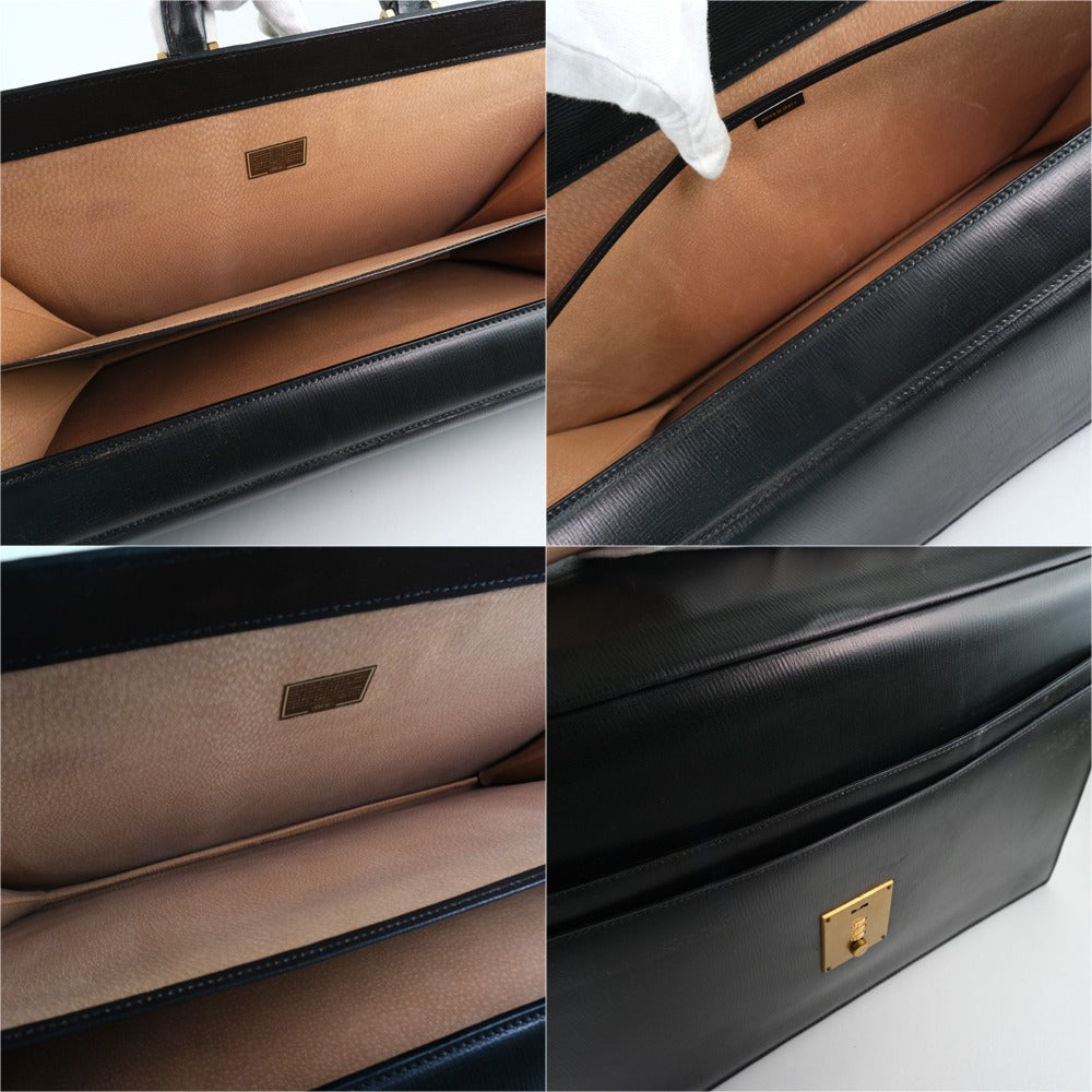 Calf Leather Black Men's Briefcase