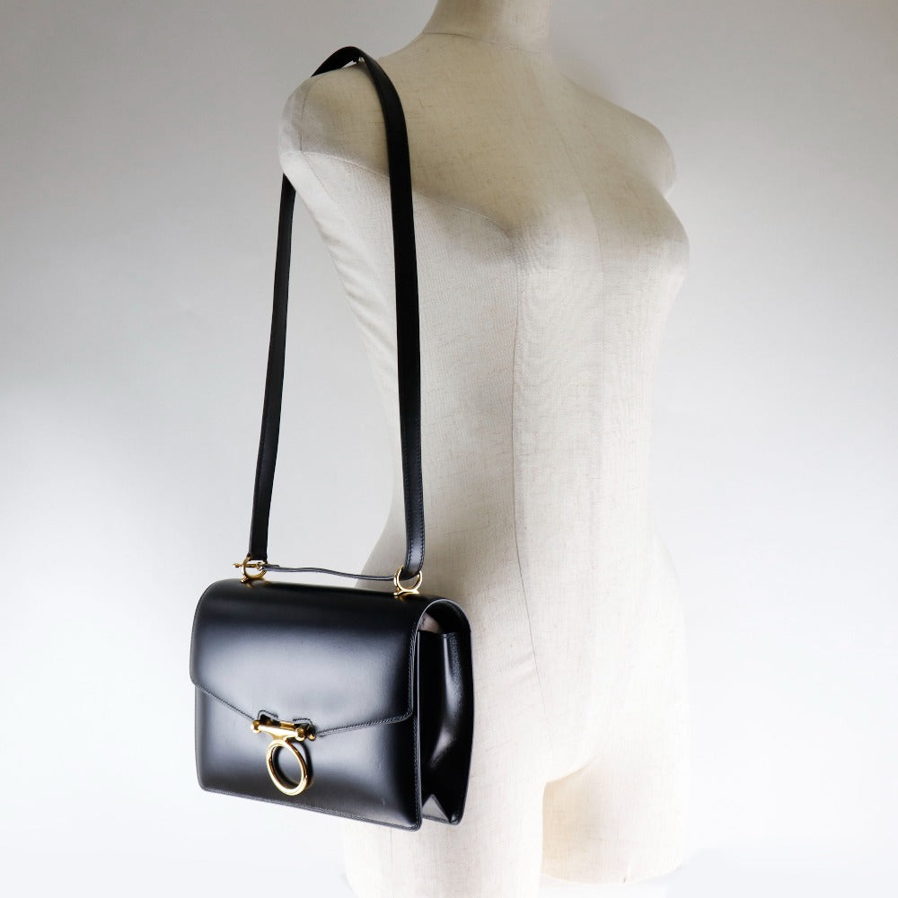 Hermes Vintage Box Calf Shoulder Bag Black