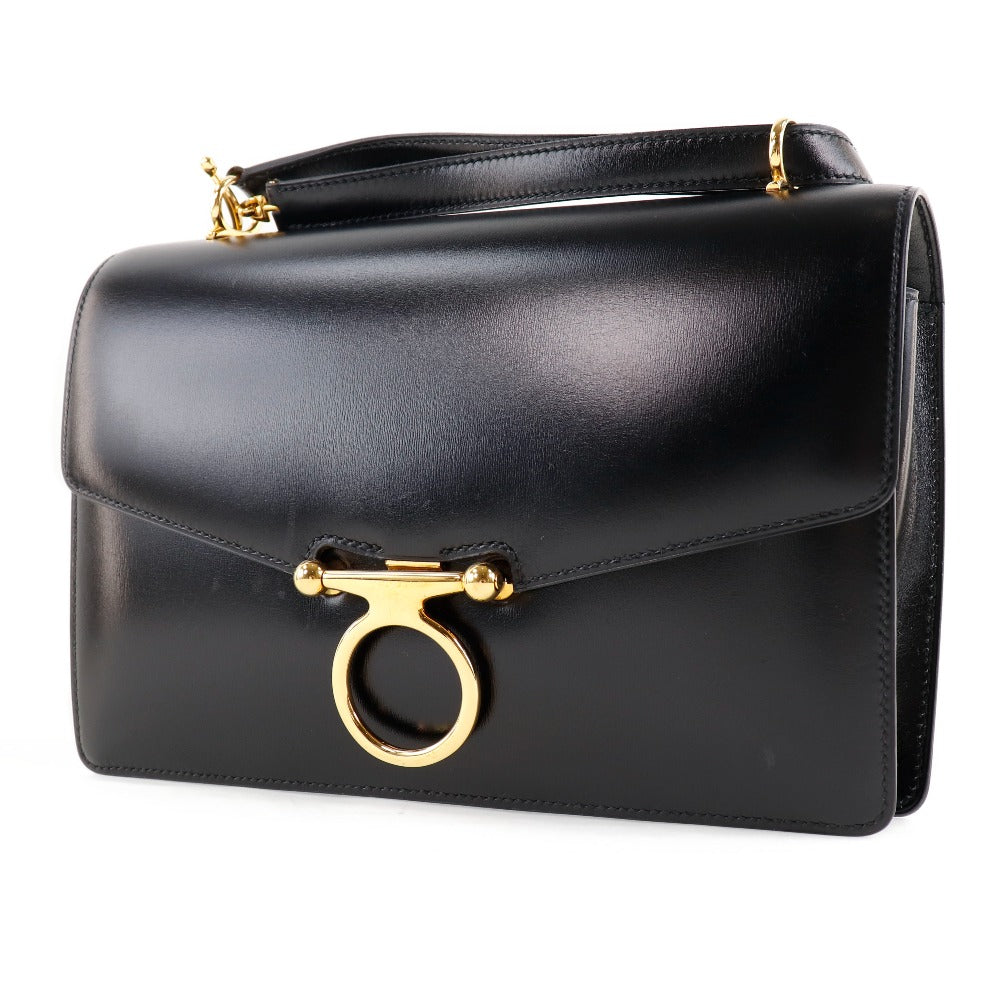 Hermes Vintage Box Calf Shoulder Bag Black