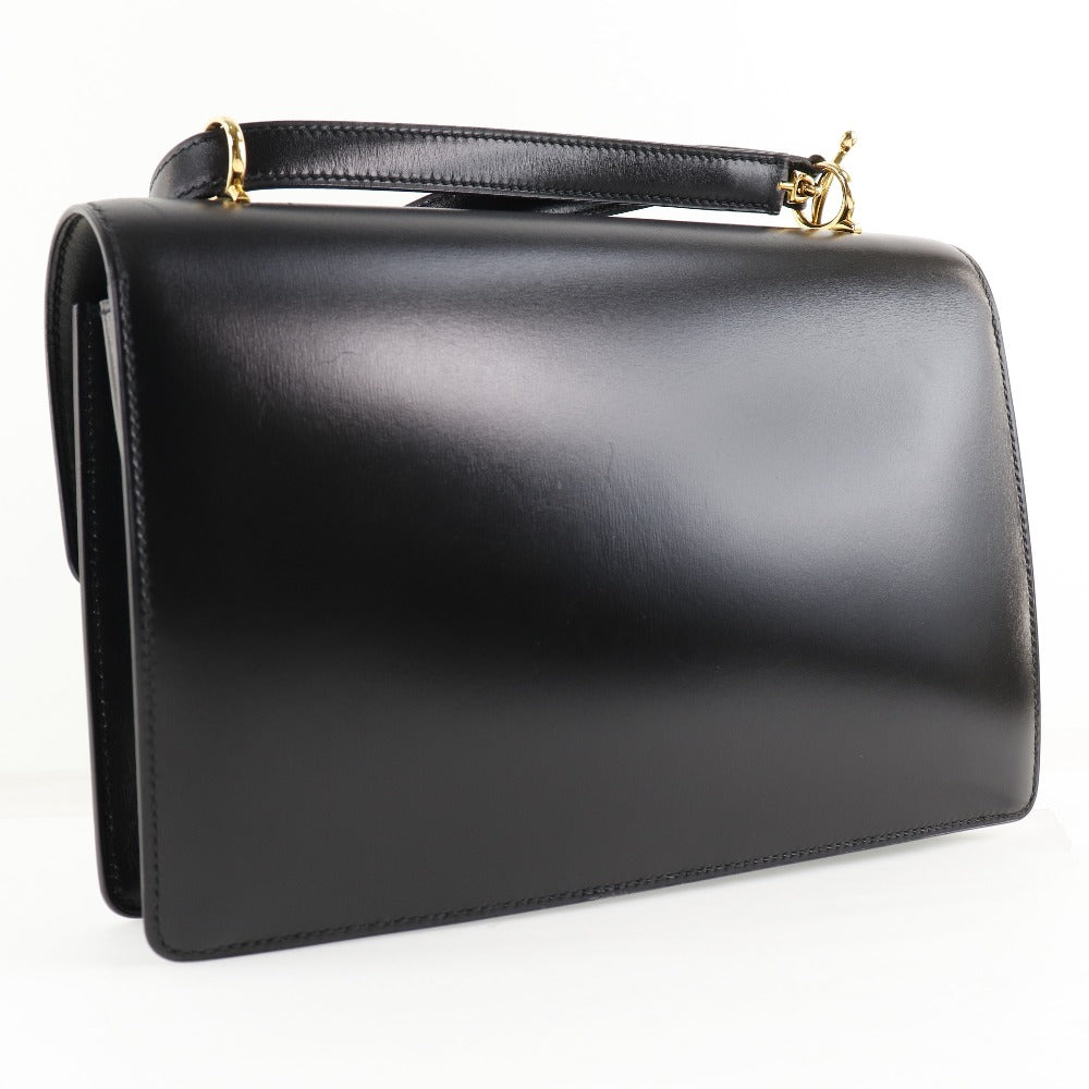 Hermes Vintage Box Calf Shoulder Bag Black